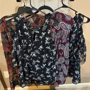 Lot of 4 Women’s Black Floral Sleeveless Top - Classic Printed Blouses